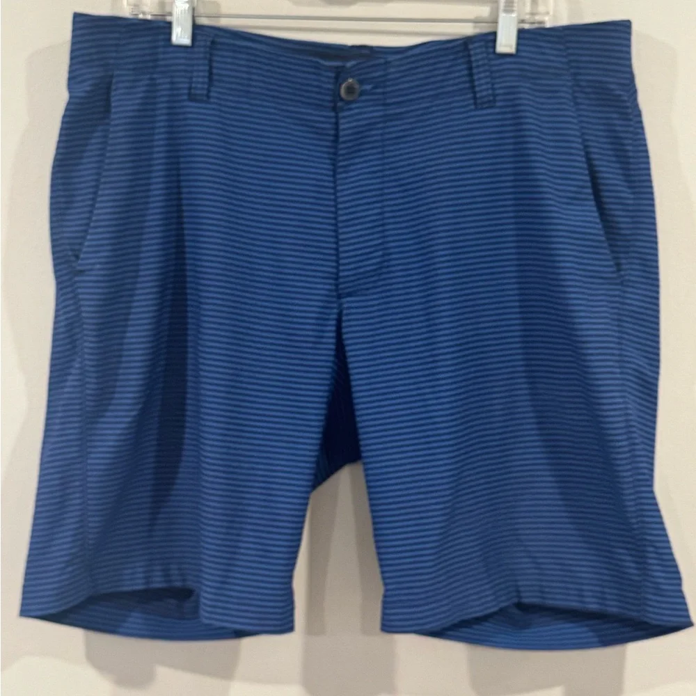 Under Armour Shorts Mens 36 Blue Striped Golf Performance Heatgear Chino